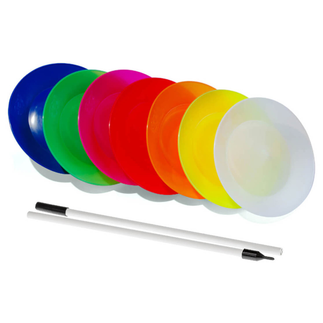 multicolor Juego de 6 platos de malabares de plástico con 12 palos juego de malabares de juguete para niños Brain Game Gowsch 