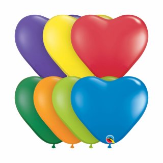 Globos Qualatex Corazón Q6 - Surtido Carnival (100 un.)