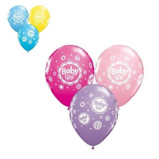 Globos Qualatex Redondos Q11 - Baby girl / Baby boy dots 25 un.