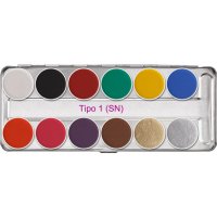 Paleta Aquacolor Kryolan 12 colores